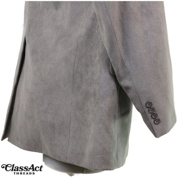 Stafford 3-Button Sport Coat Suede Blazer Jacket Mens Solid Gray 46L - Picture 5 of 9